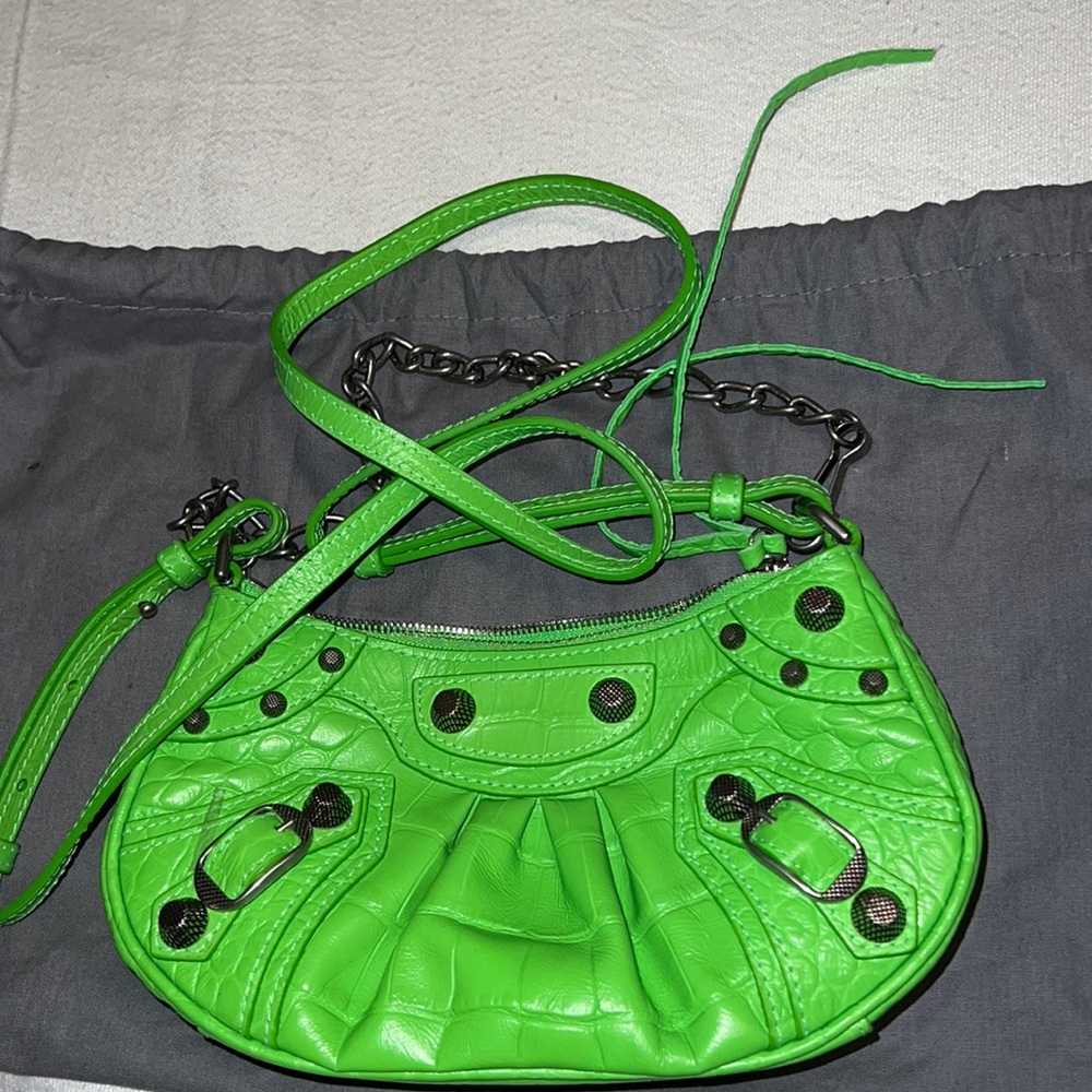 Le Cagole Mini Croc-Embossed Shoulder Bag